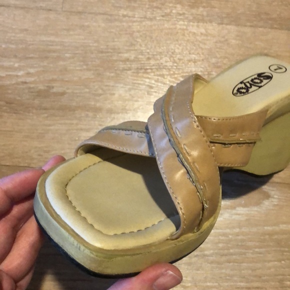 Vintage Y2K platform sandals slip on heels rose 7 - Picture 8 of 13